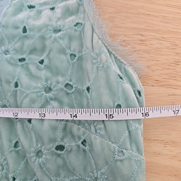 Free People Mint Velvet Beaded Sleeveless Mini Shift Dress Size 2 Pastel Green‎ - Picture 5 of 11